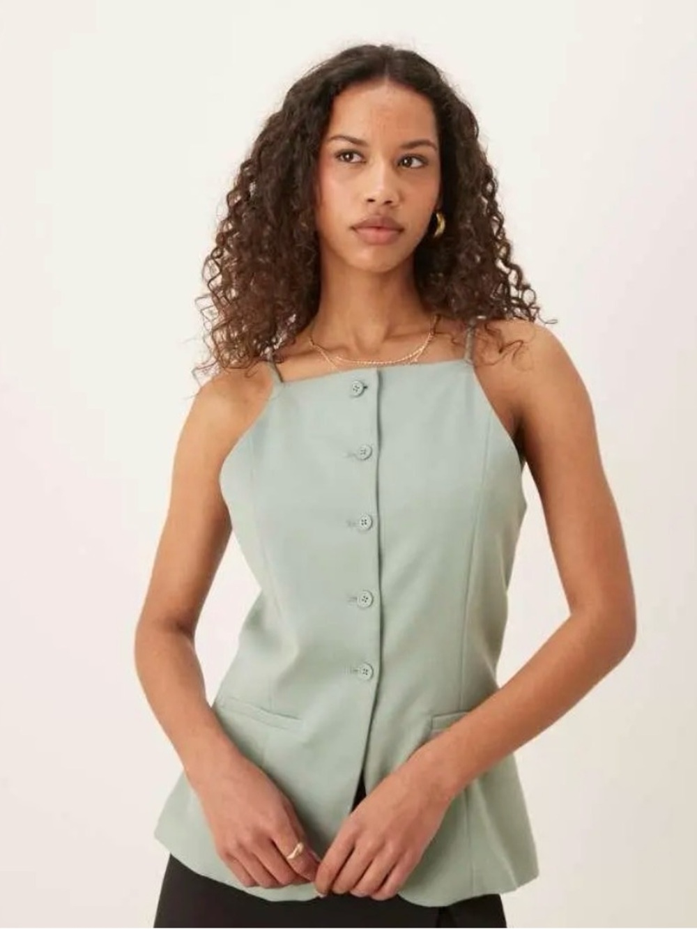 Abercrombie & Fitch Light Sage Button-Front Top